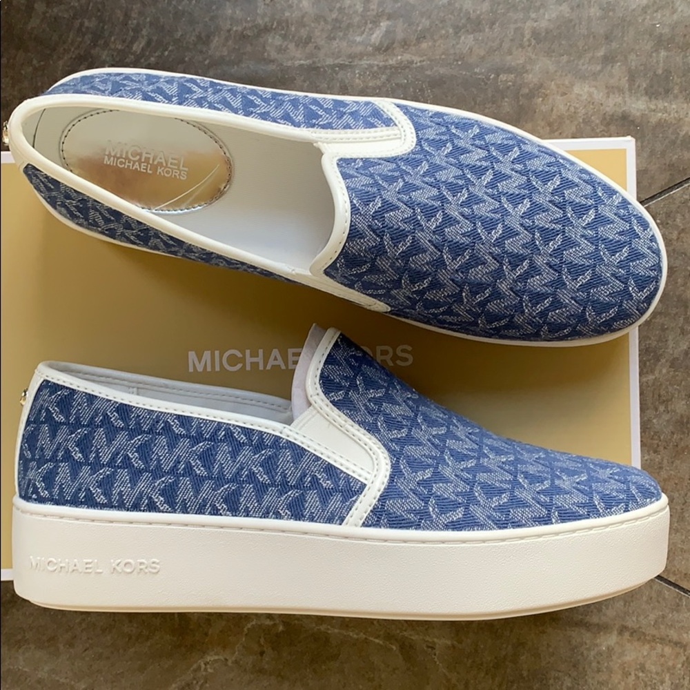 MICHAEL KORS TEDDY SLIP ON DENIM JACQUARD DENIM/Op - Picture 15 of 16